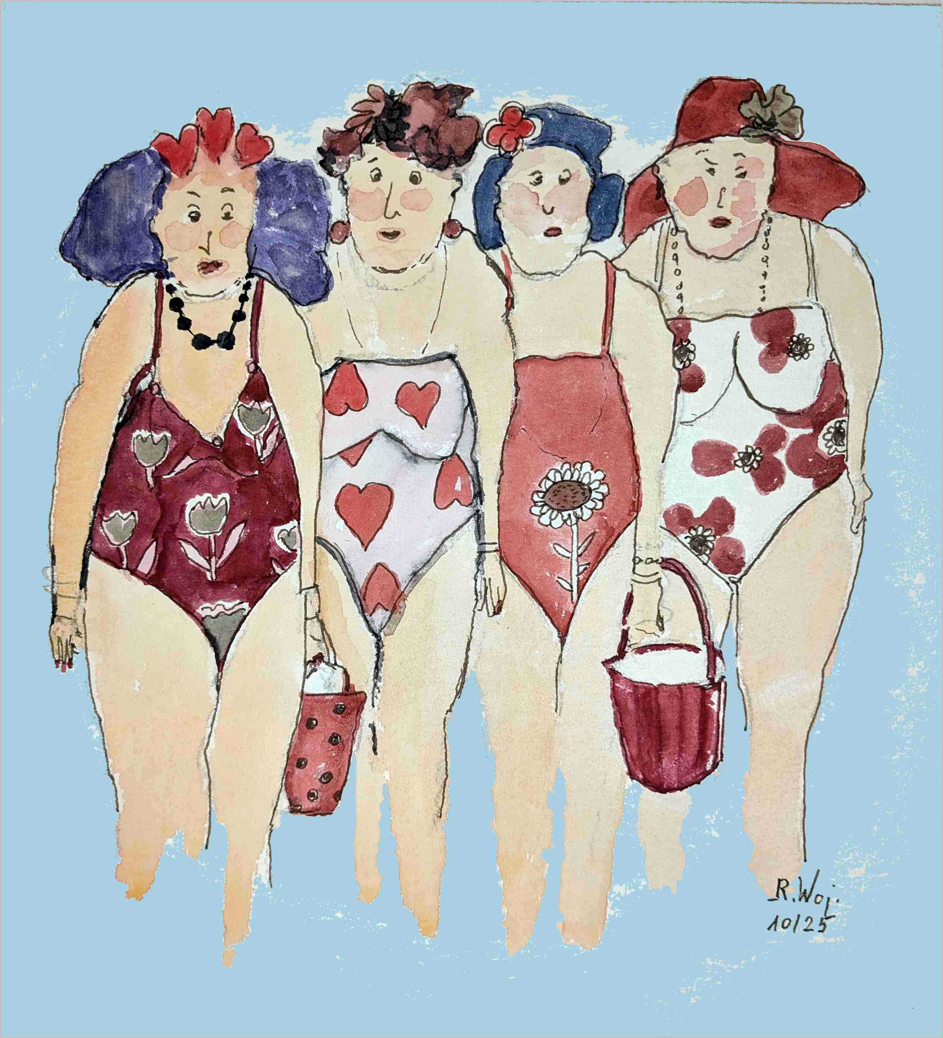   Vier Frauen am Strand